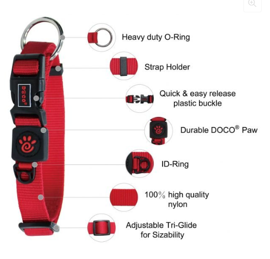 DCS006-03M Doco Nylon O-Ring Collar Red